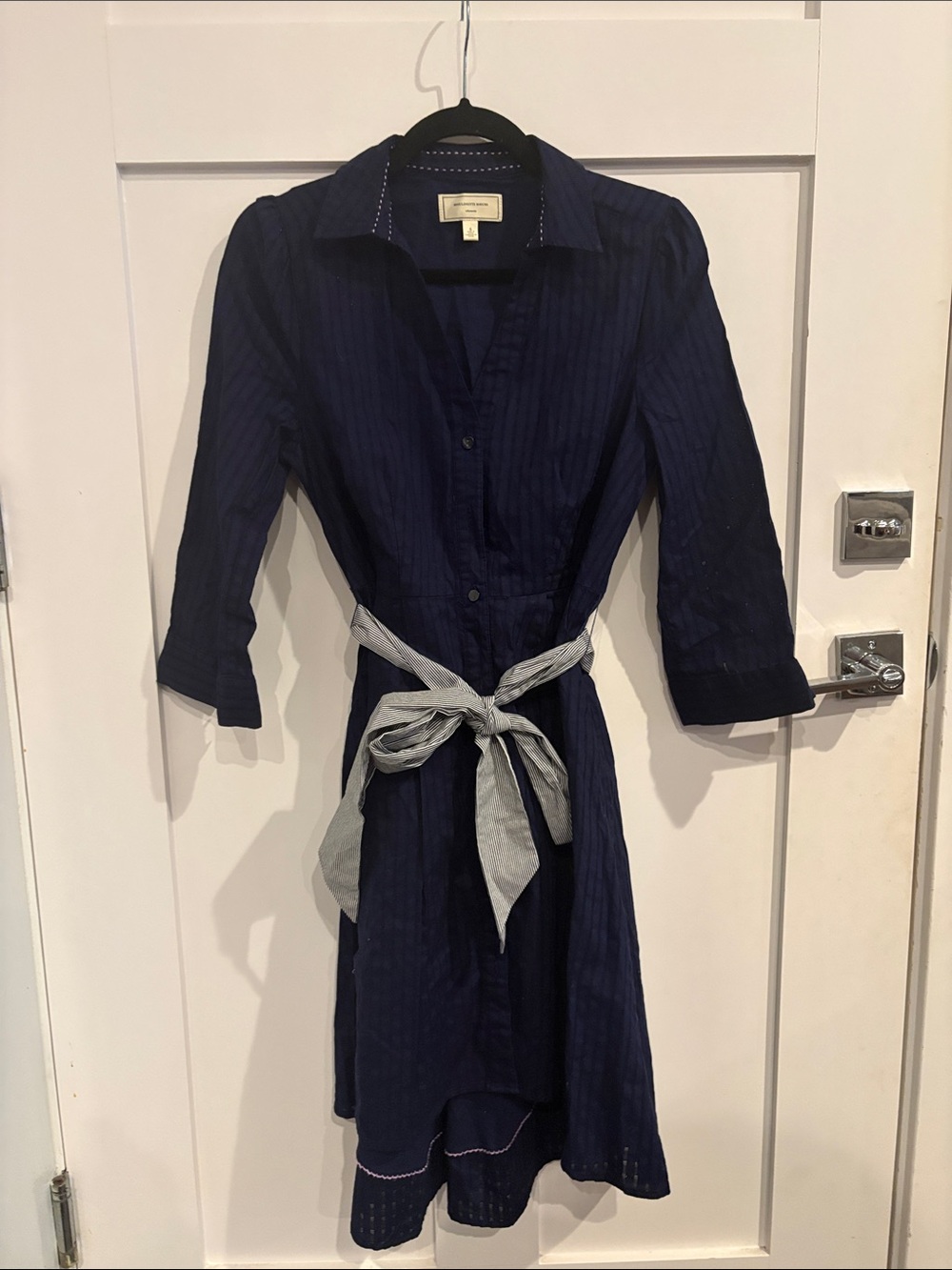 Moulinette Soeurs Navy Shirtdress with Tie Belt